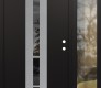 Modern Steel Front Door DIAMOND A3 50" X 80" BLACK/BLACK MIRRORED GLASS PANEL STAINLESS STEEL LHI WITH SIDELITE CLEAR GLASS