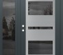 Modern Steel Front Door Diamond C10 48" x 80" anthracite/anthracite mirrored Glass Panel stainless steel RHI with Sidelite mirrored Glass