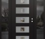 Modern Steel Front Door Diamond D8 60" x 80" black/black clear Glass Panel stainless steel LHI with 2 Sidelites mirrored Glass