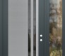 Modern Steel Front Door Diamond C6 48" x 96" anthracite/anthracite mirrored Glass Panel stainless steel LHI with Sidelite and Transom clear Glass