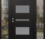 Modern Steel Front Door Diamond C10 60" x 80" black/white frosted Glass Panel black RHI with 2 Sidelites clear Glass