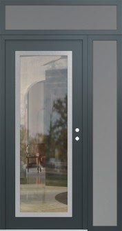 Diamond C1 52" x 96" anthracite/anthracite clear Glass Panel stainless steel LHI with Sidelite and Transom frosted Glass