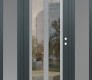 Modern Steel Front Door Diamond C14 68" x 80" anthracite/anthracite clear Glass Panel stainless steel LHI with 2 Sidelites frosted Glass