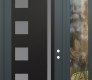 Modern Steel Front Door Diamond C3 50" x 96" anthracite/anthracite frosted Glass Panel black LHI with Sidelite and Transom clear Glass