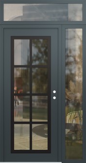 Diamond C16 52" x 96" anthracite/anthracite clear Glass Panel black LHI with Sidelite and Transom clear Glass