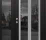 Modern Steel Front Door Diamond C14 50" x 80" black/black mirrored Glass Panel stainless steel RHI with Sidelite mirrored Glass
