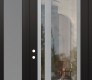 Modern Steel Front Door Diamond C15 52" x 96" black/black clear Glass Panel stainless steel RHI with Sidelite and Transom frosted Glass