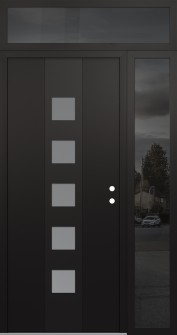 DIAMOND A13 48" X 96" BLACK/WHITE FROSTED GLASS PANEL BLACK LHI WITH SIDELITE AND TRANSOM MIRRORED GLASS