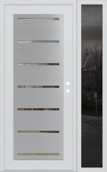 Diamond C11 52" x 80" white/white clear Glass Panel stainless steel LHI with Sidelite mirrored Glass