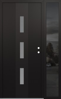 DIAMOND A7 48" X 80" BLACK/WHITE FROSTED GLASS PANEL BLACK LHI WITH SIDELITE MIRRORED GLASS