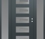 Modern Steel Front Door Diamond D6 64" x 80" anthracite/anthracite frosted Glass Panel stainless steel LHI with 2 Sidelites frosted Glass