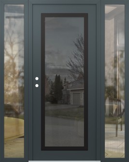 Diamond C1 64" x 80" anthracite/anthracite mirrored Glass Panel black RHI with 2 Sidelites clear Glass