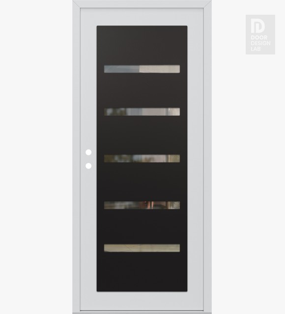 Modern Steel Front Door Diamond C7 36" x 80" white/white clear Glass Panel black RHI