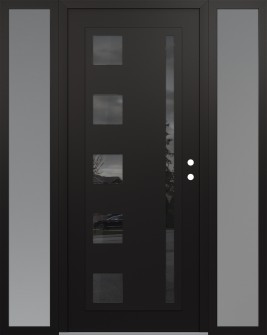 Diamond C3 60" x 80" black/black mirrored Glass Panel black LHI with 2 Sidelites frosted Glass
