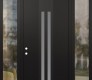 Modern Steel Front Door DIAMOND A8 60" X 96" BLACK/WHITE FROSTED GLASS PANEL BLACK RHI WITH 2 SIDELITES AND TRANSOM CLEAR GLASS