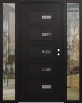 Diamond D7 68" x 80" black/black Clear Glass Panel black LHI with 2 Sidelites Clear Glass