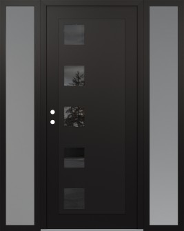 Diamond C5 64" x 80" black/black mirrored Glass Panel black RHI with 2 Sidelites frosted Glass