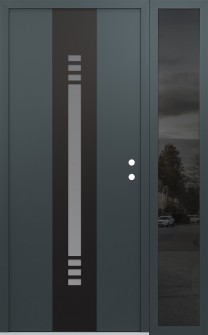 DIAMOND A5 48" X 80" ANTHRACITE/ANTHRACITE FROSTED GLASS PANEL BLACK LHI WITH SIDELITE MIRRORED GLASS