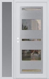 Diamond C10 52" x 80" white/white clear Glass Panel stainless steel RHI with Sidelite frosted Glass