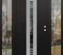 Modern Steel Front Door DIAMOND A5 64" X 80" BLACK/BLACK MIRRORED GLASS PANEL STAINLESS STEEL LHI WITH 2 SIDELITES CLEAR GLASS