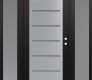 Modern Steel Front Door Diamond C11 68" x 80" black/white frosted Glass Panel stainless steel LHI with 2 Sidelites frosted Glass