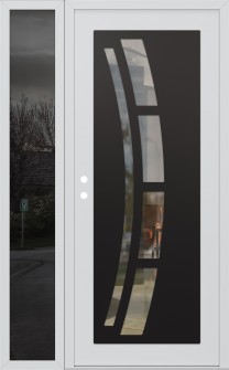 Diamond C12 48" x 80" white/white clear Glass Panel black RHI with Sidelite mirrored Glass