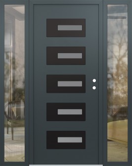 Diamond D6 64" x 80" anthracite/anthracite frosted Glass Panel black LHI with 2 Sidelites clear Glass