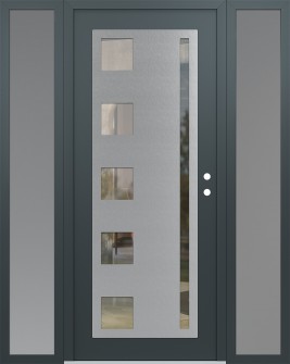 Diamond C3 68" x 80" anthracite/anthracite clear Glass Panel stainless steel LHI with 2 Sidelites frosted Glass