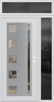 Diamond C3 52" x 96" white/white clear Glass Panel stainless steel LHI with Sidelite and Transom mirrored Glass