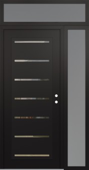 Diamond C11 50" x 96" black/black clear Glass Panel black LHI with Sidelite and Transom frosted Glass