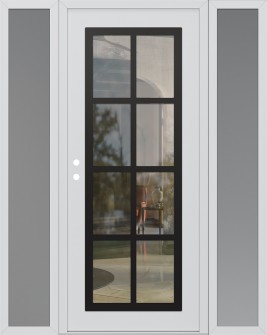 Diamond C16 68" x 80" white/white clear Glass Panel black RHI with 2 Sidelites frosted Glass