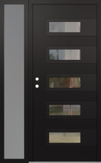 Diamond D3 50" x 80" black/black clear Glass Panel black RHI with Sidelite frosted Glass