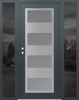 Diamond C2 68" x 80" anthracite/anthracite frosted Glass Panel stainless steel RHI with 2 Sidelites mirrored Glass