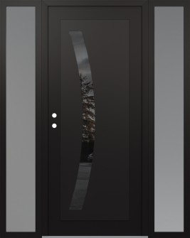 Diamond C4 60" x 80" black/black mirrored Glass Panel black RHI with 2 Sidelites frosted Glass