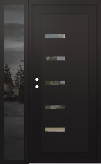 Diamond C8 48" x 80" black/black clear Glass Panel black RHI with Sidelite mirrored Glass