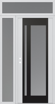 Diamond C15 52" x 96" white/white frosted Glass Panel black RHI with Sidelite and Transom frosted Glass