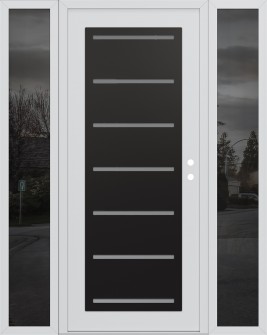 Diamond C11 60" x 80" white/white frosted Glass Panel black LHI with 2 Sidelites mirrored Glass