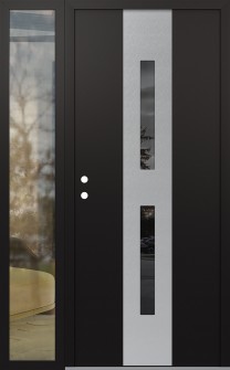 DIAMOND A6 52" X 80" BLACK/BLACK MIRRORED GLASS PANEL STAINLESS STEEL RHI WITH SIDELITE CLEAR GLASS