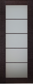 DOOR SLAB AVANTI 5 LITE VETRO BLACK APRICOT 28" X 84" X 1 3/4" TEMPERED FROSTED GLASS