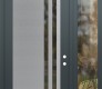 Modern Steel Front Door Diamond C6 50" x 96" anthracite/anthracite clear Glass Panel stainless steel LHI with Sidelite and Transom clear Glass