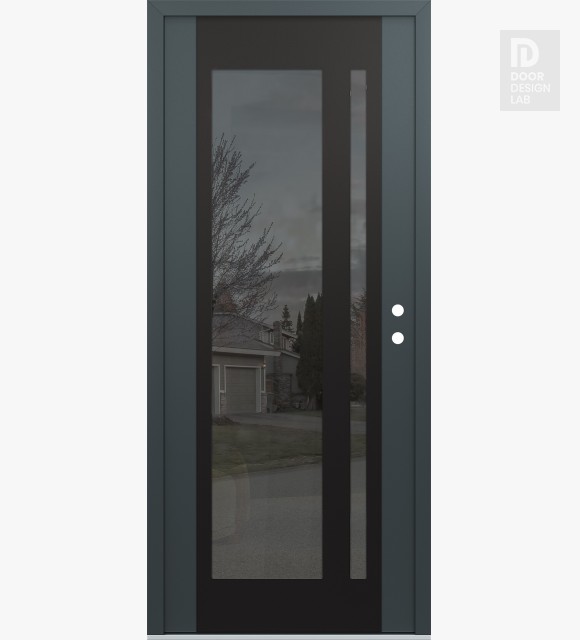Modern Steel Front Door Diamond C15 36" x 80" anthracite/anthracite mirrored Glass Panel black LHI