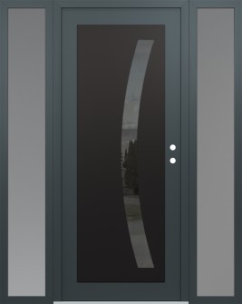 Diamond C4 64" x 80" anthracite/anthracite mirrored Glass Panel black LHI with 2 Sidelites frosted Glass