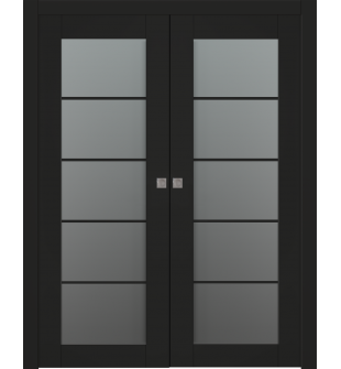Avon 5 Lite Vetro Black Matte Double pocket doors
