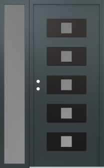 Diamond D8 48" x 80" anthracite/anthracite frosted Glass Panel black RHI with Sidelite frosted Glass