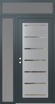 Diamond C11 52" x 96" anthracite/anthracite clear Glass Panel stainless steel RHI with Sidelite and Transom frosted Glass
