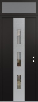 DIAMOND A7 36" X 96" BLACK/BLACK CLEAR GLASS PANEL STAINLESS STEEL LHI WITH TRANSOM FROSTED GLASS