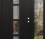 Modern Steel Front Door DIAMOND A10 48" X 80" BLACK/BLACK CLEAR GLASS PANEL BLACK LHI WITH SIDELITE CLEAR GLASS