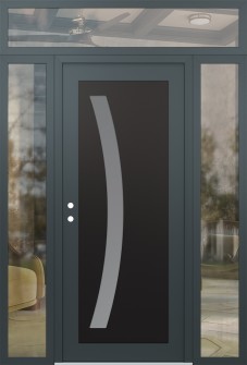 Diamond C4 60" x 96" anthracite/anthracite frosted Glass Panel black RHI with 2 Sidelites and Transom clear Glass