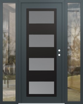 Diamond C2 60" x 80" anthracite/anthracite frosted Glass Panel black LHI with 2 Sidelites clear Glass
