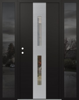 DIAMOND A6 64" X 80" BLACK/BLACK CLEAR GLASS PANEL STAINLESS STEEL RHI WITH 2 SIDELITES MIRRORED GLASS